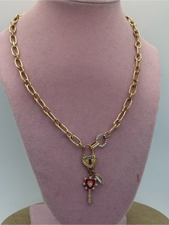 Juicy Couture Jewelry - Juicy couture Gold-Tone Heart Key Pendant Necklace with Red Enamel Accent